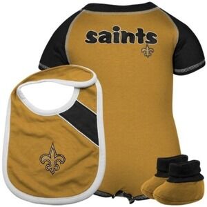NFL Reebok Baby New Orleans SAINTS Outfit Bib Booties SET 18 months NWT